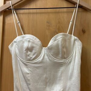 Zara White Satin Effect Bustier Top